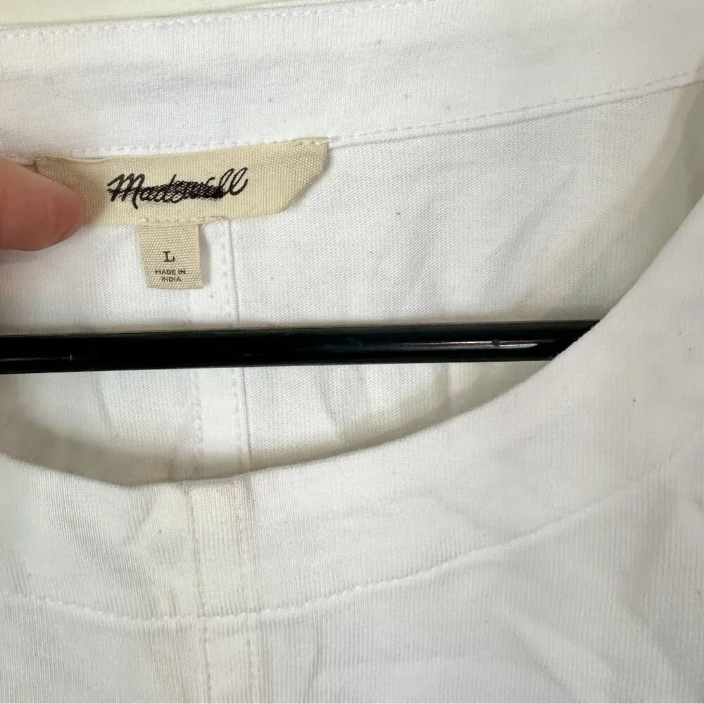 Madewell White Puff-Sleeve Tee - Size: Large *FLAWED*